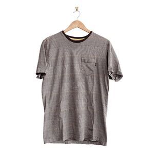 O' Neill Mens Casual T Shirt Short Sleeve Stripes Chest Pocket Brown Large